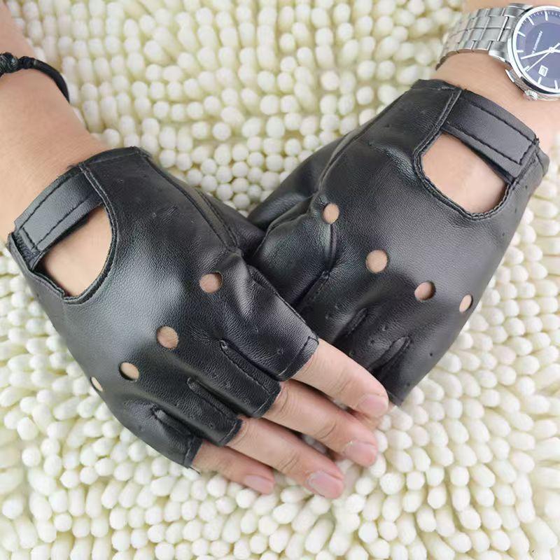 Street Fashion Gloves - Guantes de Medio Dedo de Cuero