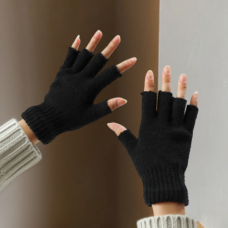 Street Fashion Gloves - Guantes de lana de medio dedo
