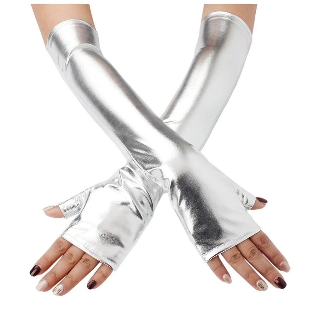 Street Fashion Gloves - Guantes Sexys de Piel Sintética Metálica,