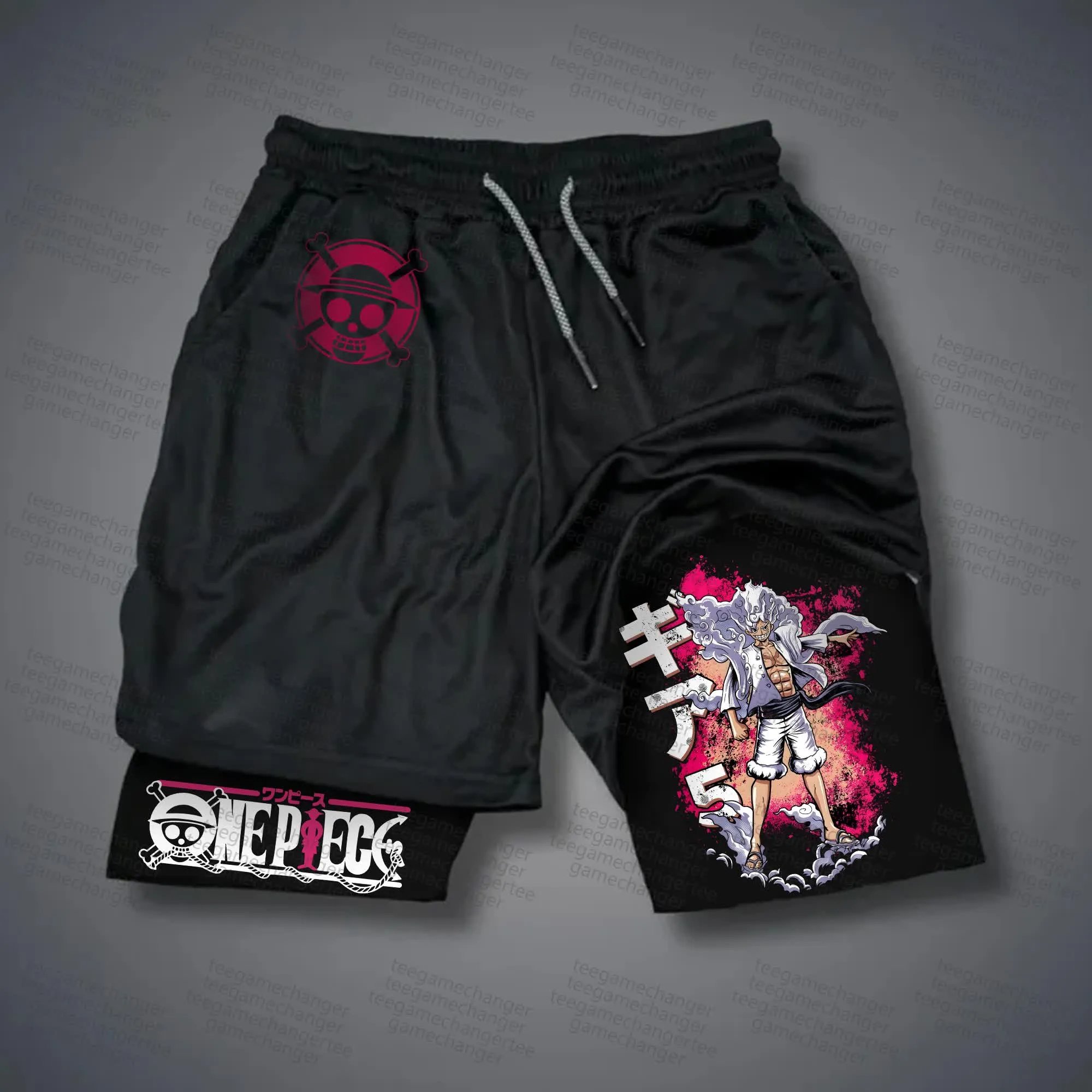 Street Fashion Anime - Pantalones Cortos Deportivos de Malla Transpirable