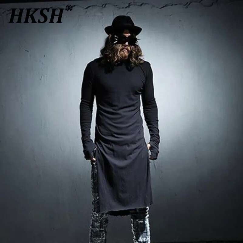 Street Fashion Gloves - HKSH-Camiseta larga personalizada oscura para hombre,