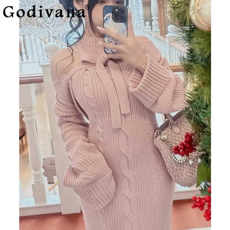 Nuevo Vestido de Punto con Laz - Japanese Street Fashion Female reseña y precio