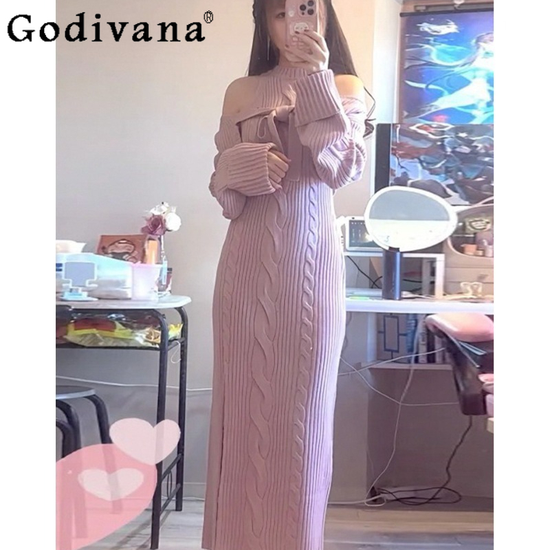 Nuevo Vestido de Punto con Laz - Japanese Street Fashion Female reseña y precio
