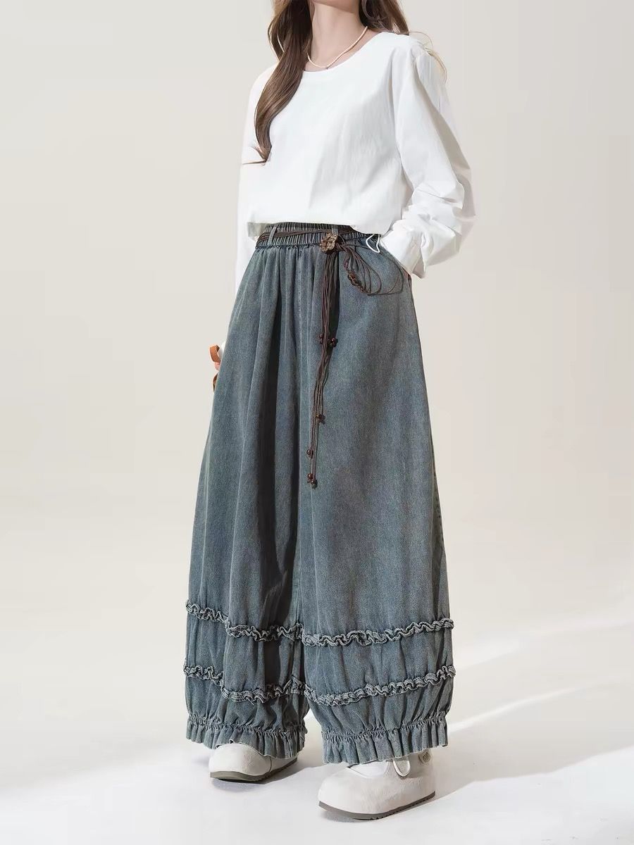 Pantalones holgados de color l - Japanese Street Fashion Female reseña y precio