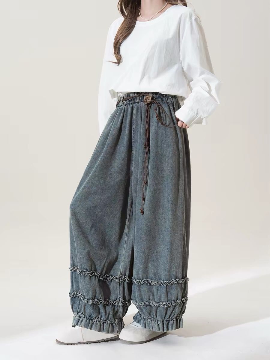 Pantalones holgados de color l - Japanese Street Fashion Female reseña y precio